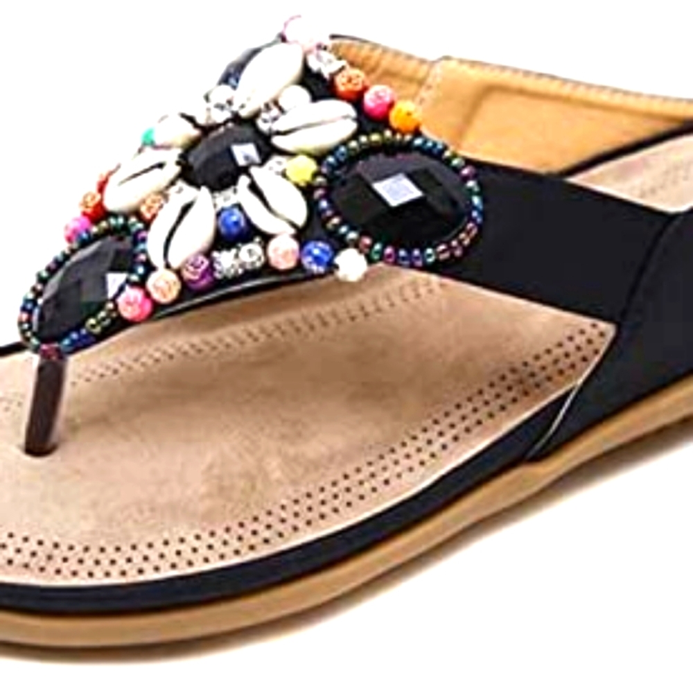 Siketu Shell and Beaded Embellished Sandals